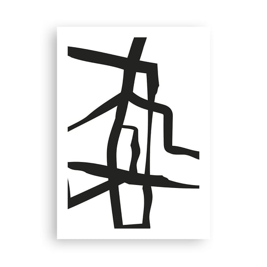 Obraz - Plakat - Czarno-biała konstrukcja - 50x70cm - Kreska Czarno-Biały Abstrakcjonizm - Nowoczesny modny obraz Plakat bez ramy do Salonu Sypialni ARTTOR ARTTOR