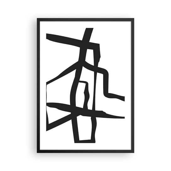 Obraz - Plakat - Czarno-biała konstrukcja - 50x70cm - Kreska Czarno-Biały Abstrakcjonizm - Nowoczesny modny obraz Plakat czarna rama ARTTOR ARTTOR