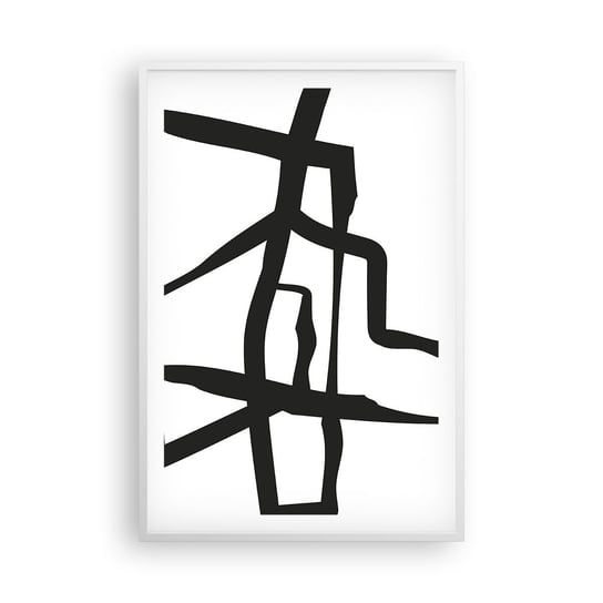 Obraz - Plakat - Czarno-biała konstrukcja - 61x91cm - Kreska Czarno-Biały Abstrakcjonizm - Foto Plakaty na ścianę w ramie białej - Plakat do Salonu Sypialni ARTTOR ARTTOR