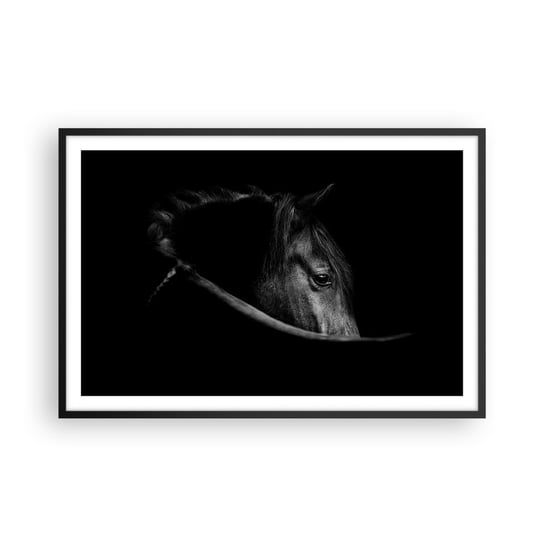 Obraz - Plakat - Czarny książę - 91x61cm - Koń Zwierzę Artystyczny - Foto Plakaty na ścianę w czarnej ramie - Plakat do Salonu Sypialni ARTTOR ARTTOR