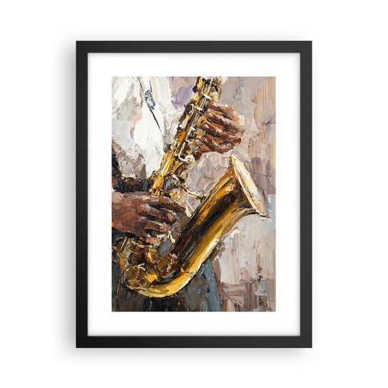 Obraz - Plakat - Czas na solo - 30x40cm - Saksofon Muzyka Malarstwo - Foto Plakaty na ścianę w czarnej ramie - Plakat do Salonu Sypialni ARTTOR ARTTOR