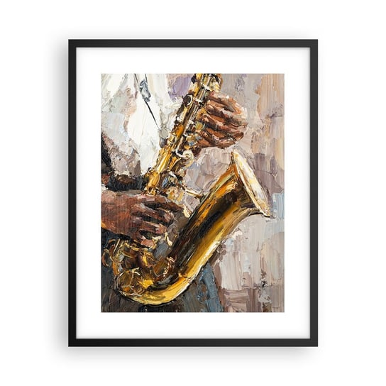 Obraz - Plakat - Czas na solo - 40x50cm - Saksofon Muzyka Malarstwo - Foto Plakaty w ramie koloru czarnego do Salonu Sypialni ARTTOR ARTTOR