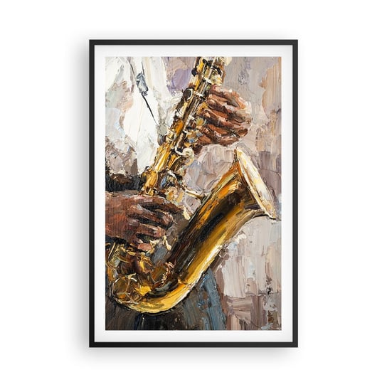 Obraz - Plakat - Czas na solo - 61x91cm - Saksofon Muzyka Malarstwo - Foto Plakaty na ścianę w czarnej ramie - Plakat do Salonu Sypialni ARTTOR ARTTOR