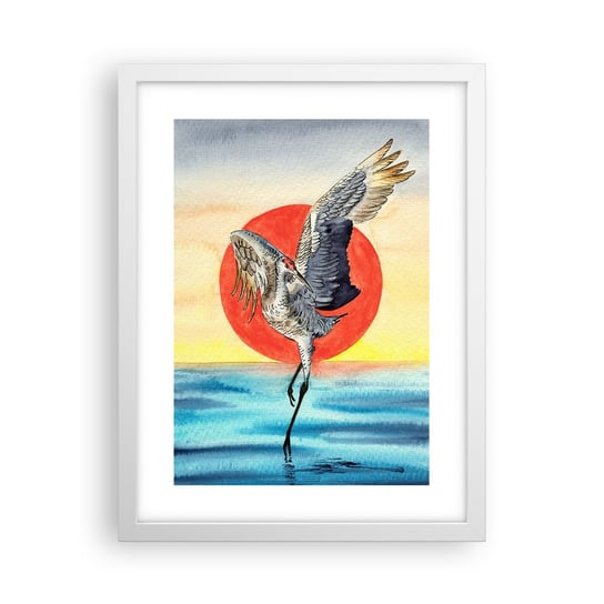 Obraz - Plakat - Czas wracać - 30x40cm - Ptak Słońce Japoński - Foto Plakaty na ścianę w ramie białej - Plakat do Salonu Sypialni ARTTOR ARTTOR