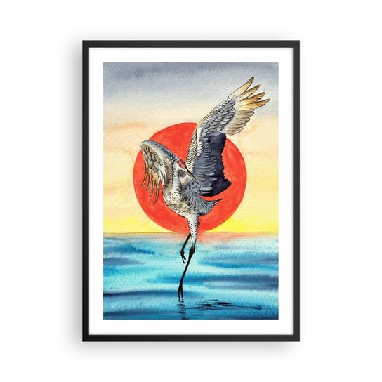 Obraz - Plakat - Czas wracać - 50x70cm - Ptak Słońce Japoński - Nowoczesny modny obraz Plakat czarna rama ARTTOR ARTTOR