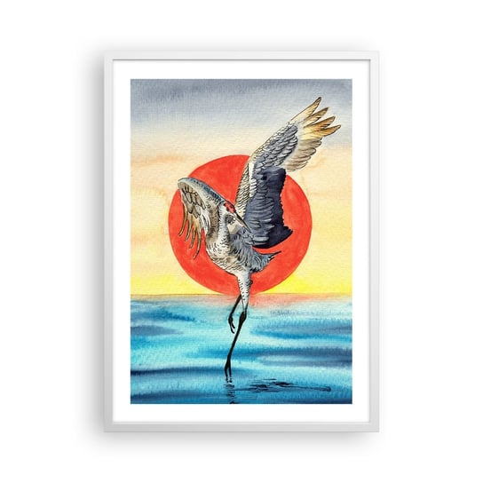 Obraz - Plakat - Czas wracać - 50x70cm - Ptak Słońce Japoński - Nowoczesny modny obraz Plakat rama biała ARTTOR ARTTOR