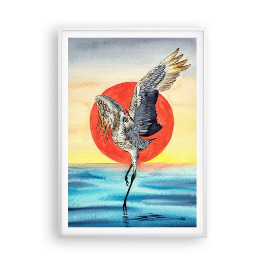 Obraz - Plakat - Czas wracać - 70x100cm - Ptak Słońce Japoński - Foto Plakaty w ramie koloru białego do Salonu Sypialni ARTTOR ARTTOR