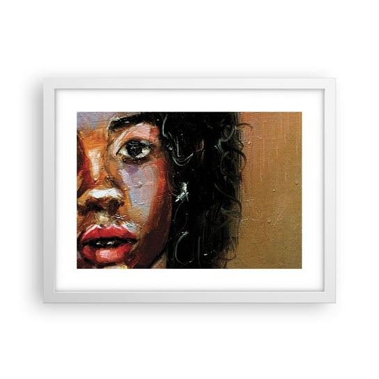 Obraz - Plakat - Czerń i blask - 40x30cm - Portret Kobiety Kobieta Afroamerykanka - Foto Plakaty na ścianę w ramie białej - Plakat do Salonu Sypialni ARTTOR ARTTOR