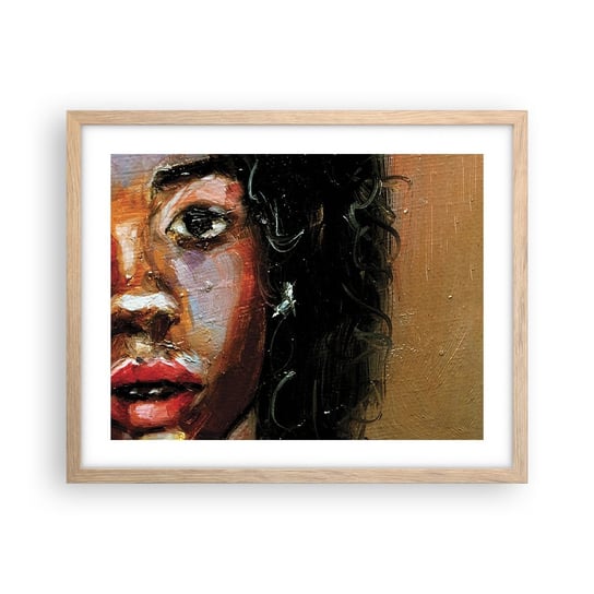 Obraz - Plakat - Czerń i blask - 50x40cm - Portret Kobiety Kobieta Afroamerykanka - Foto Plakaty w ramie koloru jasny dąb do Salonu Sypialni ARTTOR ARTTOR
