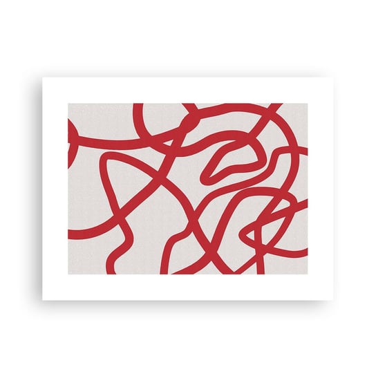 Obraz - Plakat - Czerwono na białym - 40x30cm - Minimalizm Sztuka Linie - Foto Plakaty na ścianę bez ramy - Plakat do Salonu Sypialni ARTTOR ARTTOR