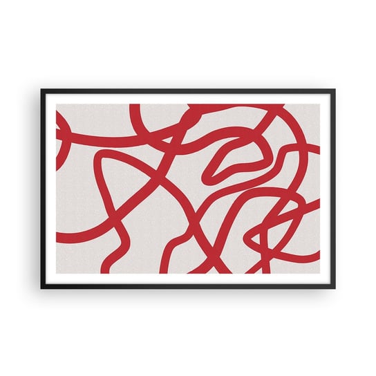 Obraz - Plakat - Czerwono na białym - 91x61cm - Minimalizm Sztuka Linie - Foto Plakaty na ścianę w czarnej ramie - Plakat do Salonu Sypialni ARTTOR ARTTOR