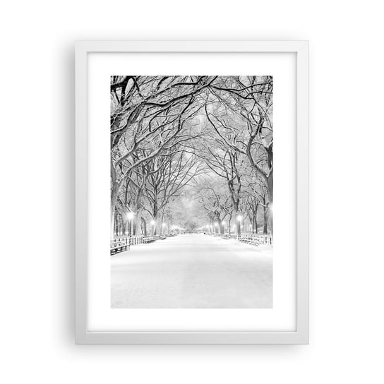 Obraz - Plakat - Cztery pory roku – zima - 30x40cm - Śnieg Zima Park - Foto Plakaty na ścianę w ramie białej - Plakat do Salonu Sypialni ARTTOR ARTTOR