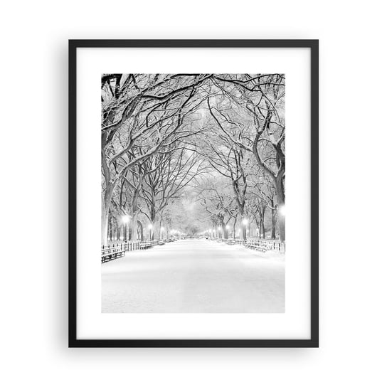 Obraz - Plakat - Cztery pory roku – zima - 40x50cm - Śnieg Zima Park - Foto Plakaty w ramie koloru czarnego do Salonu Sypialni ARTTOR ARTTOR
