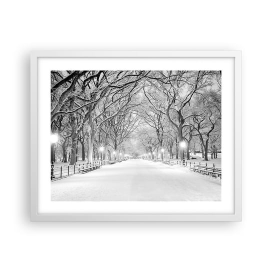 Obraz - Plakat - Cztery pory roku – zima - 50x40cm - Śnieg Zima Park - Foto Plakaty w ramie koloru białego do Salonu Sypialni ARTTOR ARTTOR