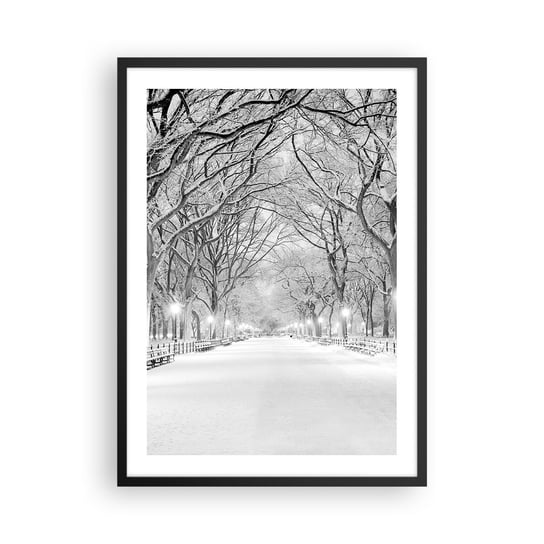 Obraz - Plakat - Cztery pory roku – zima - 50x70cm - Śnieg Zima Park - Nowoczesny modny obraz Plakat czarna rama ARTTOR ARTTOR