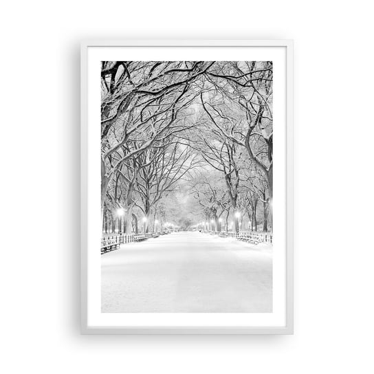 Obraz - Plakat - Cztery pory roku – zima - 50x70cm - Śnieg Zima Park - Nowoczesny modny obraz Plakat rama biała ARTTOR ARTTOR