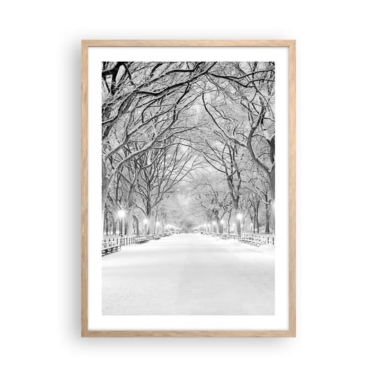 Obraz - Plakat - Cztery pory roku – zima - 50x70cm - Śnieg Zima Park - Nowoczesny modny obraz Plakat rama jasny dąb ARTTOR ARTTOR