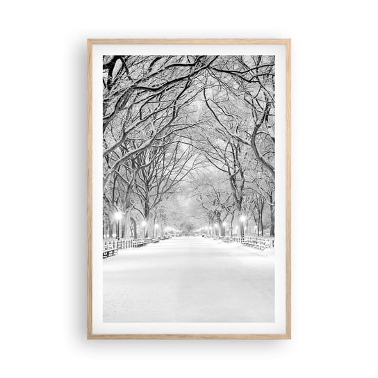Obraz - Plakat - Cztery pory roku – zima - 61x91cm - Śnieg Zima Park - Foto Plakaty na ścianę w ramie jasny dąb - Plakat do Salonu Sypialni ARTTOR ARTTOR