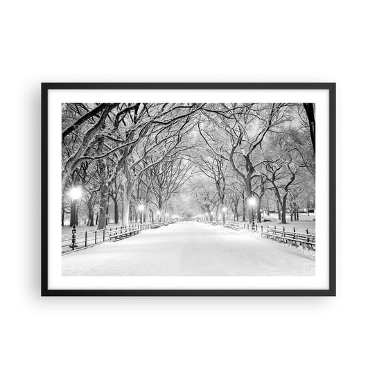Obraz - Plakat - Cztery pory roku – zima - 70x50cm - Śnieg Zima Park - Nowoczesny modny obraz Plakat czarna rama ARTTOR ARTTOR