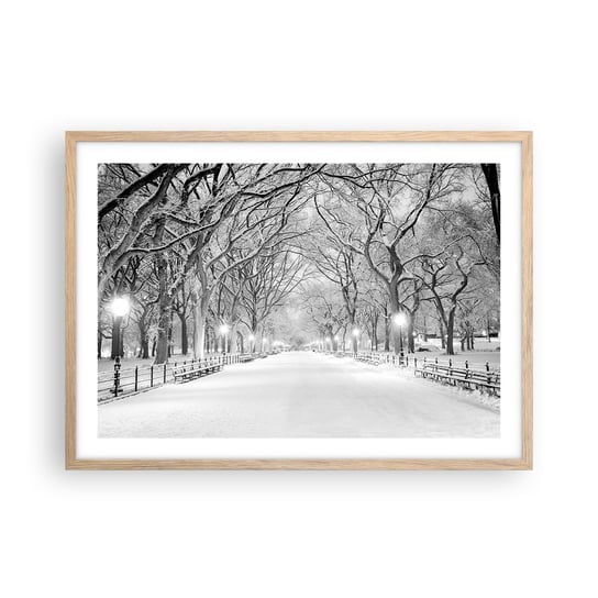 Obraz - Plakat - Cztery pory roku – zima - 70x50cm - Śnieg Zima Park - Nowoczesny modny obraz Plakat rama jasny dąb ARTTOR ARTTOR