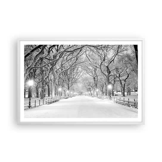 Obraz - Plakat - Cztery pory roku – zima - 91x61cm - Śnieg Zima Park - Foto Plakaty na ścianę w ramie białej - Plakat do Salonu Sypialni ARTTOR ARTTOR