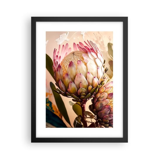 Obraz - Plakat - Czule objęte - 30x40cm - Kwiaty Rośliny Botanika - Foto Plakaty na ścianę w czarnej ramie - Plakat do Salonu Sypialni ARTTOR ARTTOR