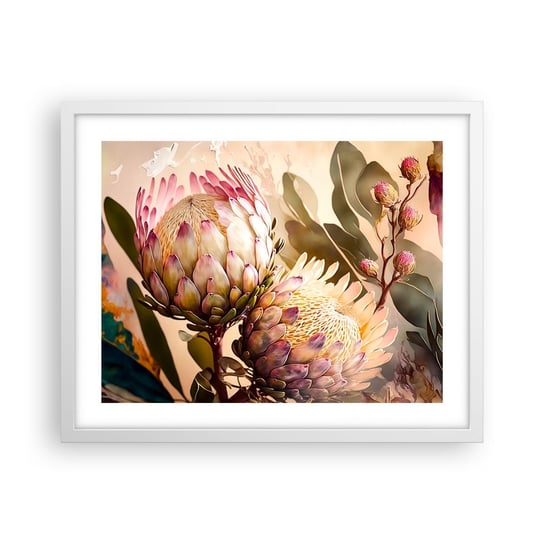Obraz - Plakat - Czule objęte - 50x40cm - Kwiaty Rośliny Botanika - Foto Plakaty w ramie koloru białego do Salonu Sypialni ARTTOR ARTTOR