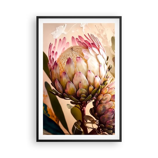 Obraz - Plakat - Czule objęte - 61x91cm - Kwiaty Rośliny Botanika - Foto Plakaty na ścianę w czarnej ramie - Plakat do Salonu Sypialni ARTTOR ARTTOR