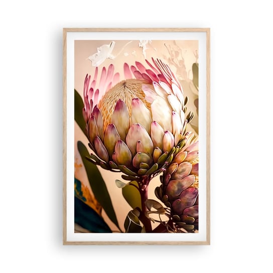 Obraz - Plakat - Czule objęte - 61x91cm - Kwiaty Rośliny Botanika - Foto Plakaty na ścianę w ramie jasny dąb - Plakat do Salonu Sypialni ARTTOR ARTTOR