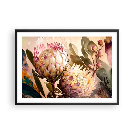 Obraz - Plakat - Czule objęte - 70x50cm - Kwiaty Rośliny Botanika - Nowoczesny modny obraz Plakat czarna rama ARTTOR ARTTOR