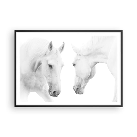 Obraz - Plakat - Czy to jest przyjaźń…? - 100x70cm - Konie Natura Zwierzęta - Foto Plakaty w ramie koloru czarnego do Salonu Sypialni ARTTOR ARTTOR