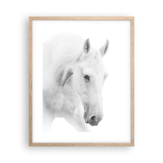 Obraz - Plakat - Czy to jest przyjaźń…? - 40x50cm - Konie Natura Zwierzęta - Foto Plakaty w ramie koloru jasny dąb do Salonu Sypialni ARTTOR ARTTOR