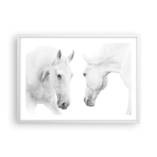 Obraz - Plakat - Czy to jest przyjaźń…? - 70x50cm - Konie Natura Zwierzęta - Nowoczesny modny obraz Plakat rama biała ARTTOR ARTTOR