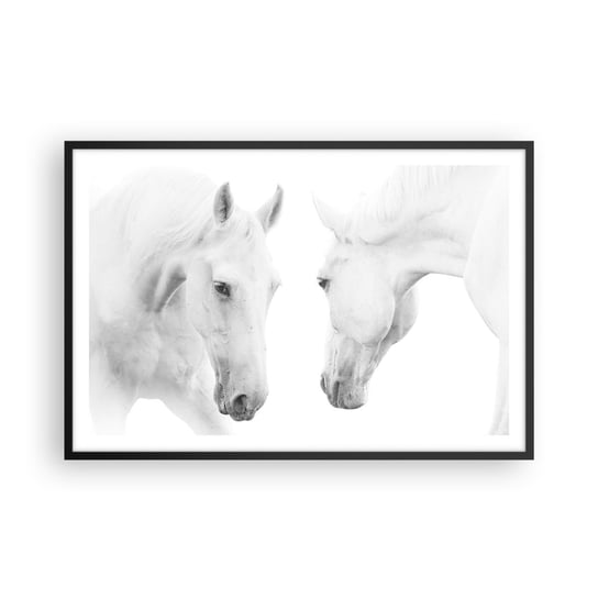 Obraz - Plakat - Czy to jest przyjaźń…? - 91x61cm - Konie Natura Zwierzęta - Foto Plakaty na ścianę w czarnej ramie - Plakat do Salonu Sypialni ARTTOR ARTTOR