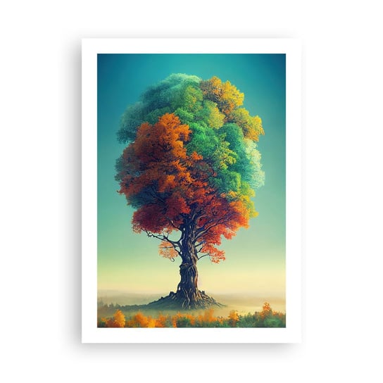 Obraz - Plakat - Dąb – ojciec natury - 50x70cm - Drzewo Jesień Natura - Nowoczesny modny obraz Plakat bez ramy do Salonu Sypialni ARTTOR ARTTOR