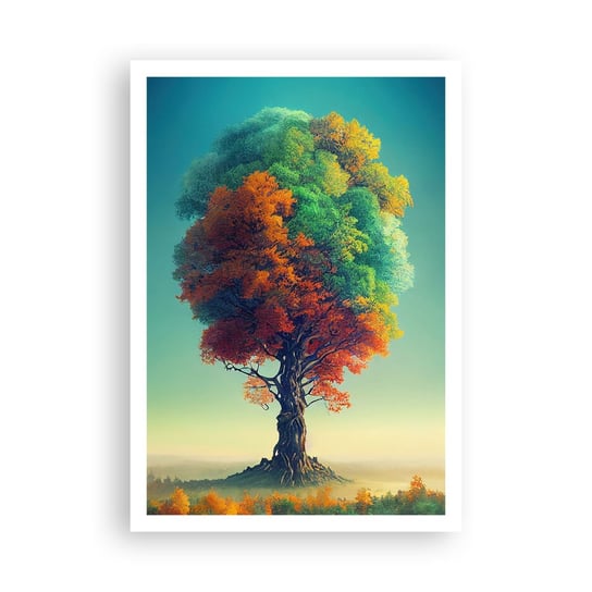 Obraz - Plakat - Dąb – ojciec natury - 70x100cm - Drzewo Jesień Natura - Foto Plakaty bez ramy na ścianę do Salonu Sypialni ARTTOR ARTTOR