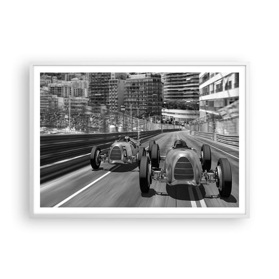 Obraz - Plakat - Dawno temu w Monte Carlo - 100x70cm - Motoryzacja Wyścig Vintage - Foto Plakaty w ramie koloru białego do Salonu Sypialni ARTTOR ARTTOR