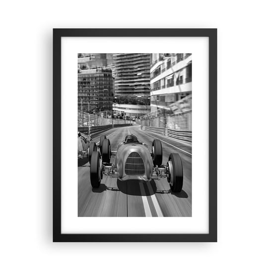 Obraz - Plakat - Dawno temu w Monte Carlo - 30x40cm - Motoryzacja Wyścig Vintage - Foto Plakaty na ścianę w czarnej ramie - Plakat do Salonu Sypialni ARTTOR ARTTOR