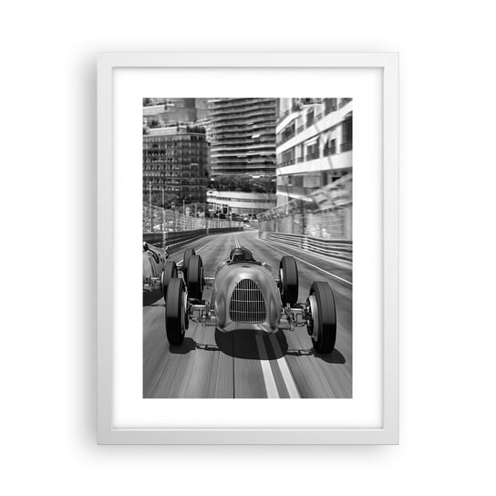 Obraz - Plakat - Dawno temu w Monte Carlo - 30x40cm - Motoryzacja Wyścig Vintage - Foto Plakaty na ścianę w ramie białej - Plakat do Salonu Sypialni ARTTOR ARTTOR
