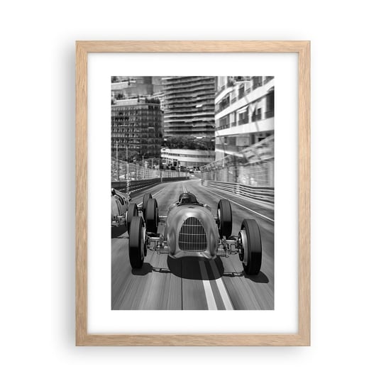 Obraz - Plakat - Dawno temu w Monte Carlo - 30x40cm - Motoryzacja Wyścig Vintage - Foto Plakaty na ścianę w ramie jasny dąb - Plakat do Salonu Sypialni ARTTOR ARTTOR