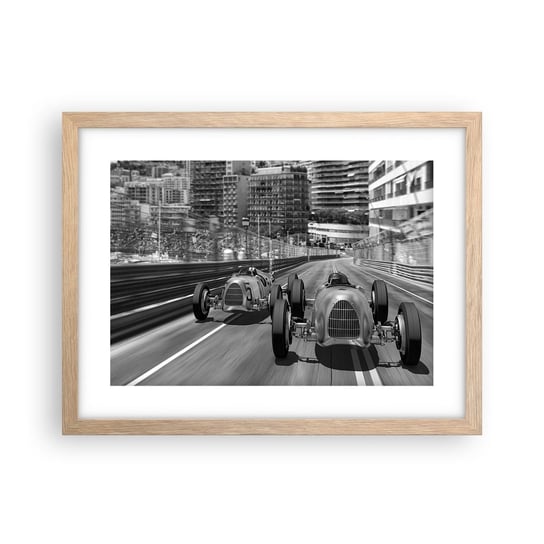 Obraz - Plakat - Dawno temu w Monte Carlo - 40x30cm - Motoryzacja Wyścig Vintage - Foto Plakaty na ścianę w ramie jasny dąb - Plakat do Salonu Sypialni ARTTOR ARTTOR