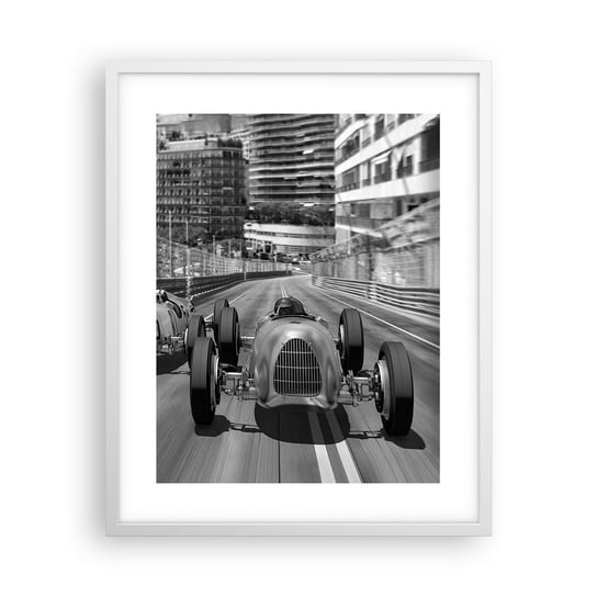 Obraz - Plakat - Dawno temu w Monte Carlo - 40x50cm - Motoryzacja Wyścig Vintage - Foto Plakaty w ramie koloru białego do Salonu Sypialni ARTTOR ARTTOR