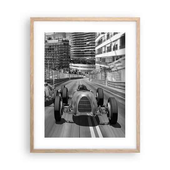 Obraz - Plakat - Dawno temu w Monte Carlo - 40x50cm - Motoryzacja Wyścig Vintage - Foto Plakaty w ramie koloru jasny dąb do Salonu Sypialni ARTTOR ARTTOR