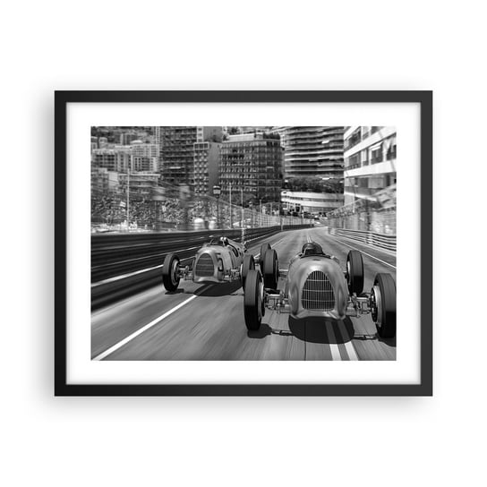 Obraz - Plakat - Dawno temu w Monte Carlo - 50x40cm - Motoryzacja Wyścig Vintage - Foto Plakaty w ramie koloru czarnego do Salonu Sypialni ARTTOR ARTTOR