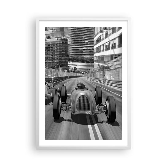 Obraz - Plakat - Dawno temu w Monte Carlo - 50x70cm - Motoryzacja Wyścig Vintage - Nowoczesny modny obraz Plakat rama biała ARTTOR ARTTOR