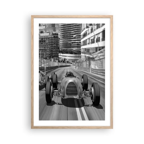 Obraz - Plakat - Dawno temu w Monte Carlo - 50x70cm - Motoryzacja Wyścig Vintage - Nowoczesny modny obraz Plakat rama jasny dąb ARTTOR ARTTOR
