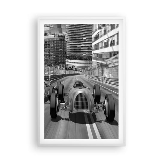 Obraz - Plakat - Dawno temu w Monte Carlo - 61x91cm - Motoryzacja Wyścig Vintage - Foto Plakaty na ścianę w ramie białej - Plakat do Salonu Sypialni ARTTOR ARTTOR