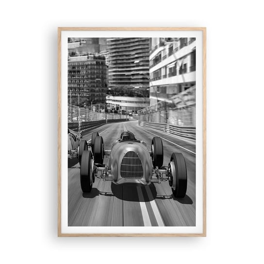 Obraz - Plakat - Dawno temu w Monte Carlo - 70x100cm - Motoryzacja Wyścig Vintage - Foto Plakaty w ramie koloru jasny dąb do Salonu Sypialni ARTTOR ARTTOR