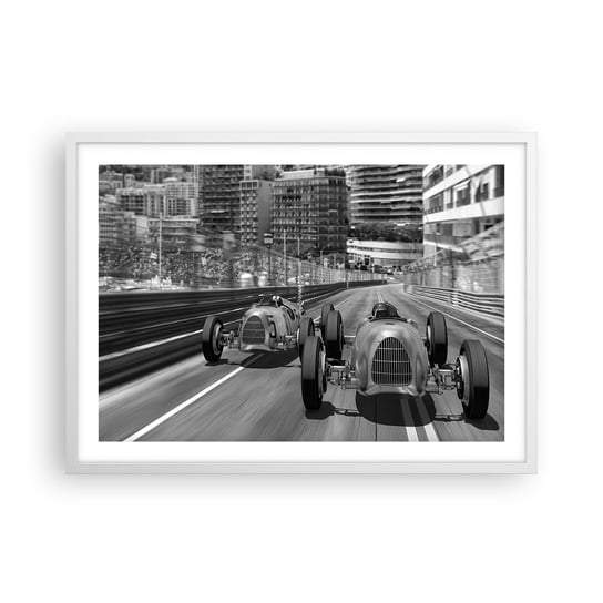 Obraz - Plakat - Dawno temu w Monte Carlo - 70x50cm - Motoryzacja Wyścig Vintage - Nowoczesny modny obraz Plakat rama biała ARTTOR ARTTOR
