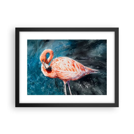 Obraz - Plakat - Dekoracyjny z natury - 40x30cm - Flaming Ptak Natura - Foto Plakaty na ścianę w czarnej ramie - Plakat do Salonu Sypialni ARTTOR ARTTOR